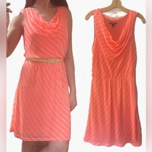 Express Orange Swirl Flirty Dress, Small